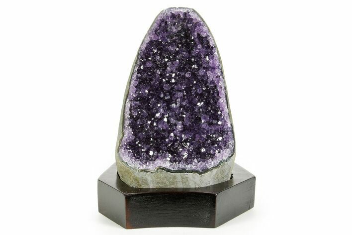 Deep Purple Amethyst Geode With Wood Base - Uruguay #371774